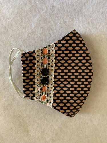 Handmade Face Mask With Lace & Buttons, Ooak, Classy, Elegant, Formal, Shabby - Picture 3 of 6