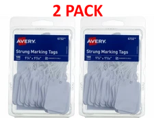 2 PACKS ~ Avery 6732 Strung Marking Tags 1-3/4" x 1-3/32", 100 ct Garage Sale