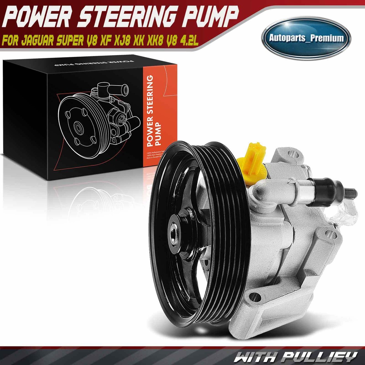 Power Steering Pump w/ Pulley for Jaguar Super V8 XF XJ8 XK