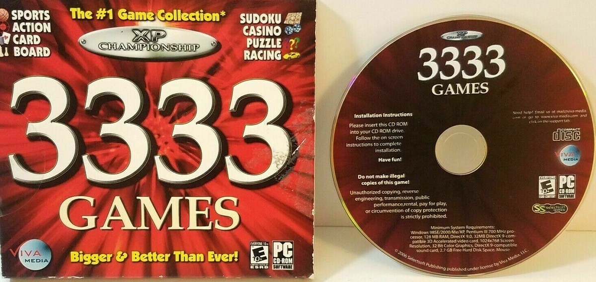 3333 Games XP Championship PC CD-Rom 2007 windows game compilation
