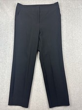 St John Caviar Pants Womens 8 Black Straight Leg Trousers Career Stretch USA