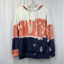 Womens Multicolor Long Sleeve Kangaroo Pockets Pullover Hoodie Size Small