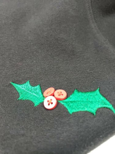 Bechamel Christmas Sweater Jacket S Button Embroidered applique black cardigan - Picture 6 of 9