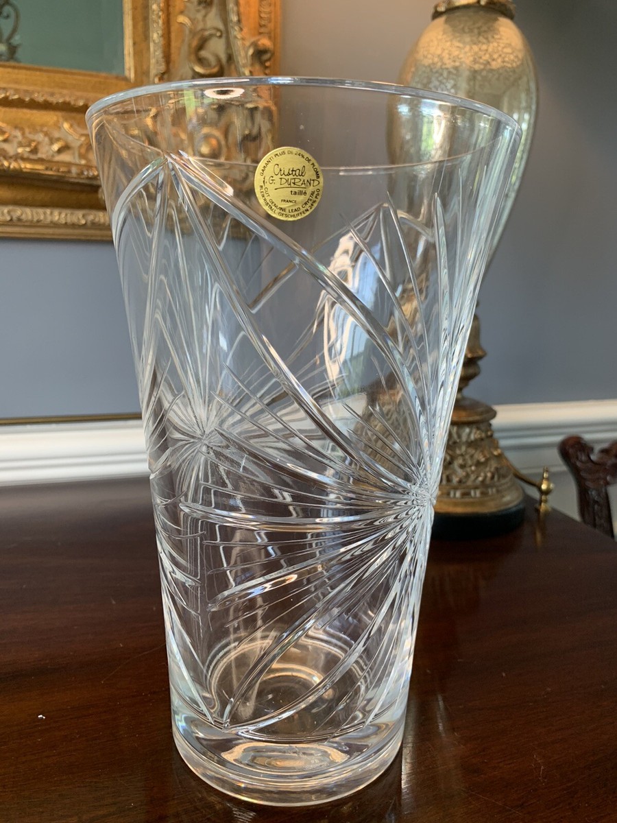 Vintage Cristal J.G. Durand Crystal Vase w/ Label France 9.75