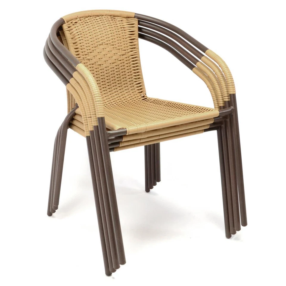 3er SET Bistroset Sitzgruppe Gartengarnitur Poly Rattan beige Klapptisch braun - Bild 4 von 4