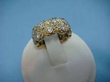 MAUBOUSSIN 1.50CT T.W TWO ROW DIAMONDS 18K GOLD VINTAGE ETERNITY RING SIZE 5.75