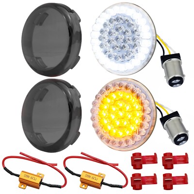 Eagle Lights Harley Front 2'' 1157 LED Turn Signals Smoke Lenses & Load Resistors