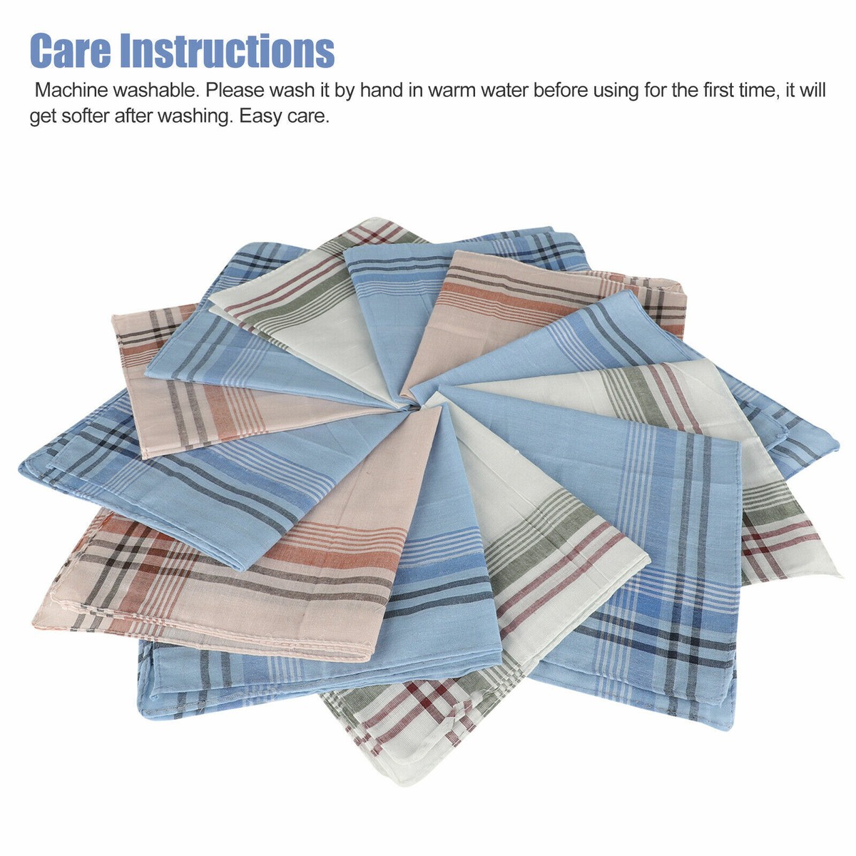 HOULIFE Ladies 100% 60S Cotton Handkerchiefs Womens Checkered Pattern