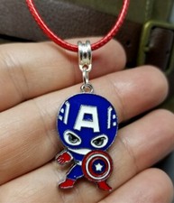 Captain America Charm Necklace on Red Rolled Cord