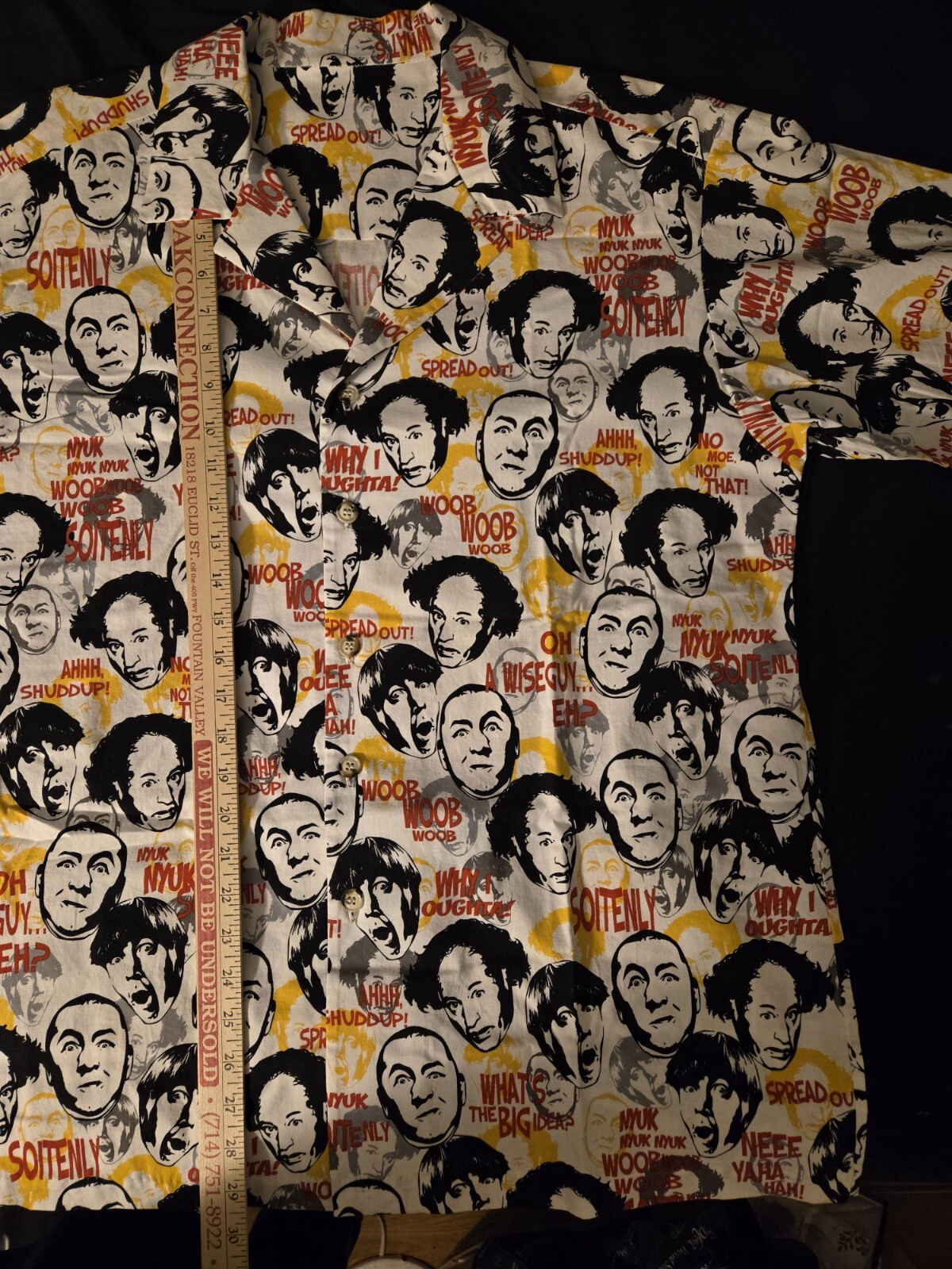 Three Stooges Tailored Button Down Collared Camp … - image 4