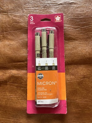 Sakura Pigma Micron Black Pens 3-Count Set