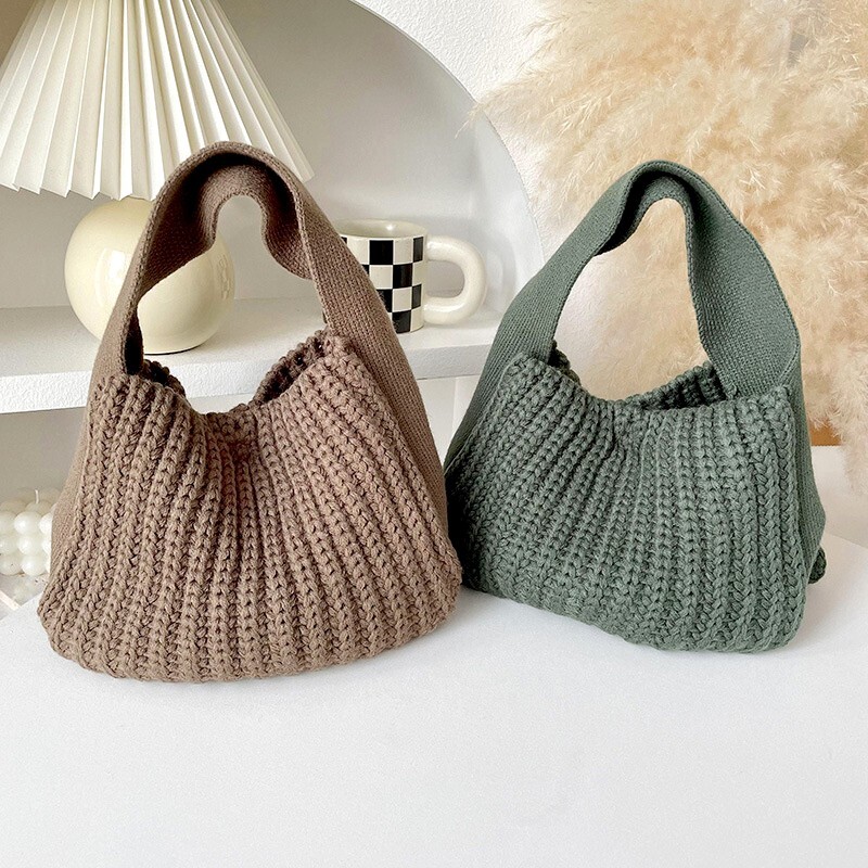Women Tote Bag Crochet Knitted Warmer Handbag Shoulder Bag Shopping Tote