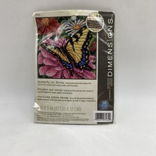 Dimensions Butterfly On Zinnia Mini Needlepoint Kit-5"X5" Stitched In Floss 7232