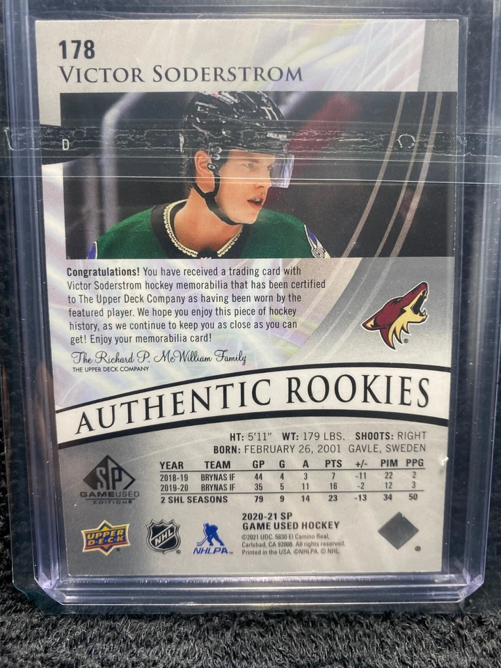 2020-21 SP Game Used - Authentic Rookies Jersey - #178 Victor Soderstrom - Image 2 of 2