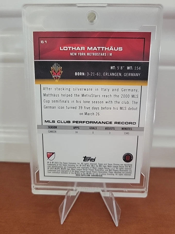 #/199 2023 Topps Chrome MLS Flashbacks Blue Wave REFRACTOR #61 LOTHAR MATTHAUS - Image 2 of 2