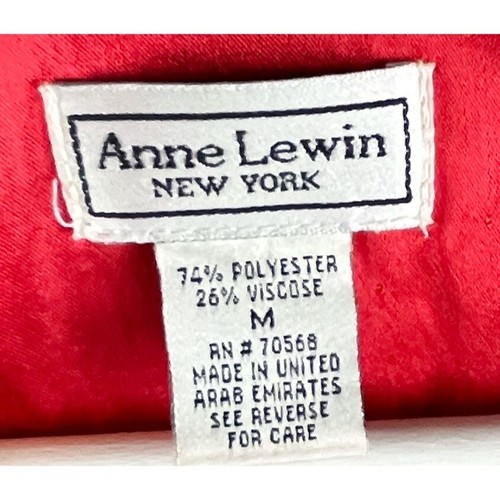 Anne Lewin Women’s Red Patterned Velour 3/4 Sleeve Lounge Robe Size M - Picture 5 of 6