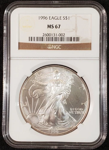 1996 $1 NGC MS67 Silver American Eagle 2600131-002