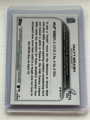 2022 Topps Chrome Update Sapphire US274 MATT BRASH ROOKIE DEBUT RC MARINERS - Picture 2 of 2