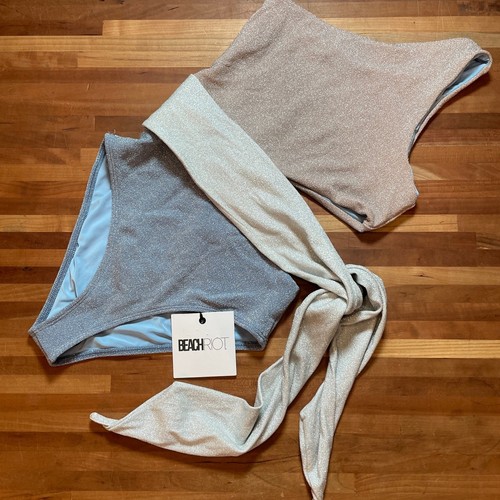 Beach Riot Carlie One Piece Swimsuit Silver, gold, blue XS retail $160 - Picture 3 of 8