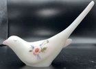 Vintage Fenton Custard Milk Glass Bird of Happiness Long Tail Signed J Nelson 6"