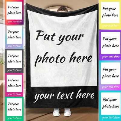 Personalized Photo Blanket with Photo Soft Warm Flannel Bed Cover for Sofa, Bed 
