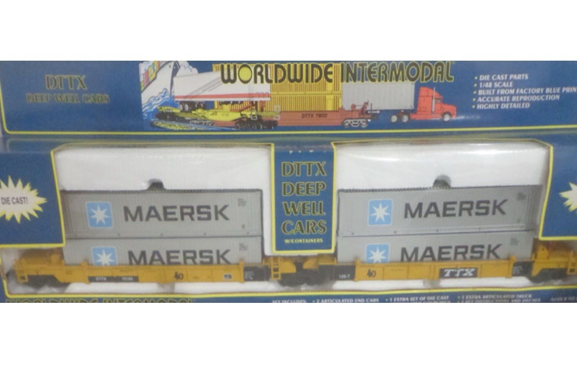K-LINE DIE CAST MAERSK DOUBLE HUSKY STACK DTTX CAR W/ INTERMODAL ...