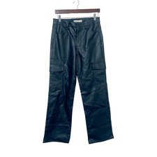 TGLA Women Faux Leather Cargo Pants Size 9/29 Black Utility Straight Biker Edgy