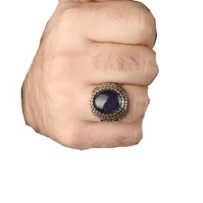 NATURAL BLUE SAPPHIRE SEPTEMBER BIRTHSTONE 925 SOLID SILVER BIRTHDAY MENS RING