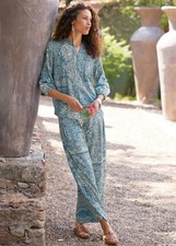 Johnny Was Women  s Lauchlan Printed Pants Size S Blue NWT  295 