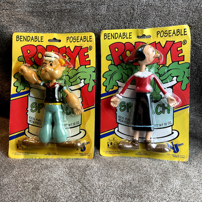 Vintage 1993 Popeye & Olive Oyl Bendable Figures NIP Sealed NJ Croce Pair