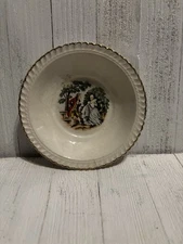 Vintage The Harker Pottery Co. USA 22 KT Gold Trim Plate "The Courting Couple"