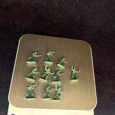 Bulk Lot of 10 Green Plastic Miniature Soldier Figures, Ages 12-14