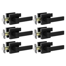 Matte Black Keyless Door Handle Set 6 Pack - Heavy Duty Privacy Lock