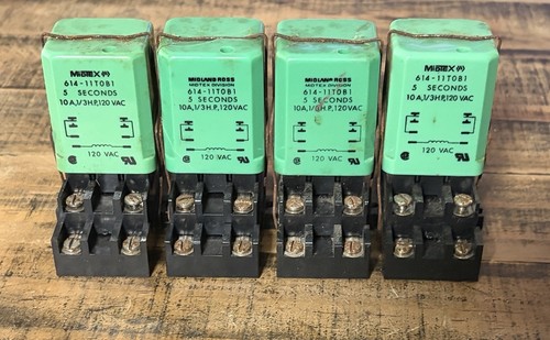 Lot 4 Midland Ross Midex 614-11T0B1 Time Delay Relays QC08 Base 5 Sec 120VAC