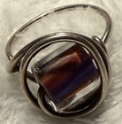 7 Size handmade wire-wrapped ring with iridescent orange purple dichroic glass — photo 1
