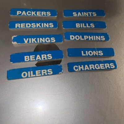 Vintage Tudor Electric Football Scoreboard  Team Name Tabs  Blue White 10 Teams