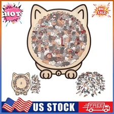 135-Piece MorandiColored Cat Shaped Wooden Jigsaw Puzzle New TL