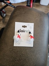 CLAIRE  s Holiday Christmas Winter Snowman stud earrings new