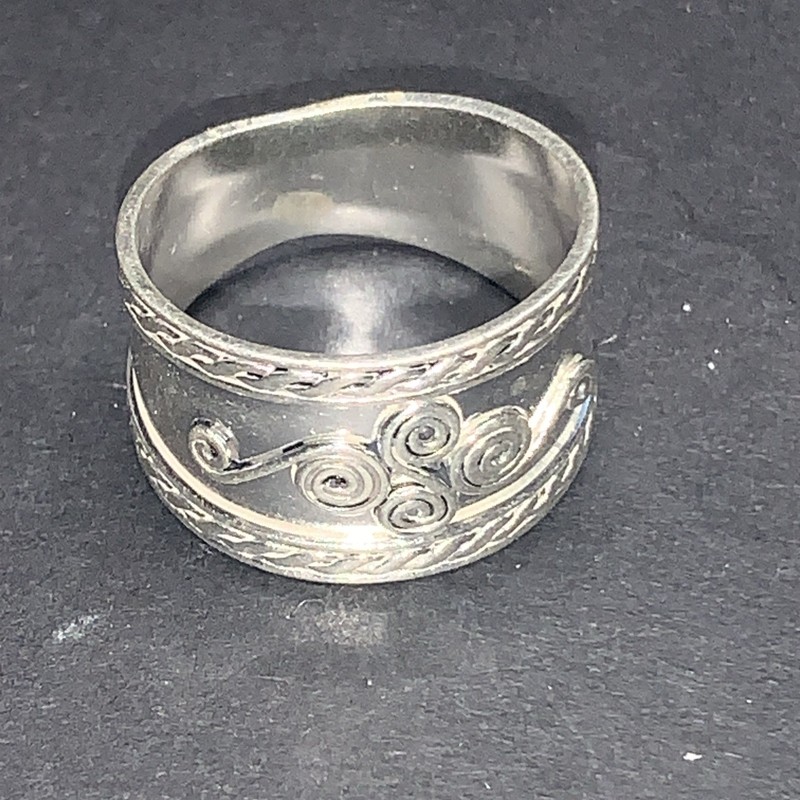 STERLING SILVER .925 Lot Ring Q24 Sz 7 Bali Tribal Swirl Modest Weave  Bali Love