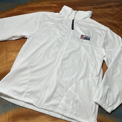 United States Olympic Committee Jacket USA Coat White Athlete Full Zip Medium