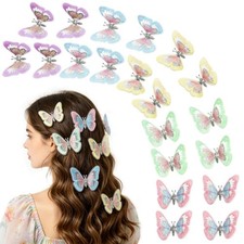 20 Pcs Butterfly Hair Clips, Pastel Glitter Accessories - Hair Accessories
