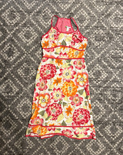 Citrine Floral Spaghetti Strap Midi Sundress Lined Zip Trim Cotton Woven 10