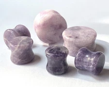 PAIR Natural Moondevite Stone Double Flare Plugs Organic Gauges