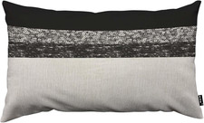 Shiny Texture Pillow Covers 12X20 Inch Silver and Black Sequins Decorative Throw