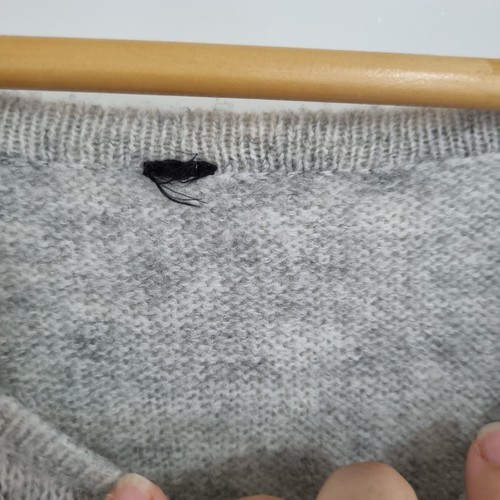 Women's Grey Knit Batwing Oversized Jumper Flared Crop Sleeve M- XL Soft - Picture 3 of 7