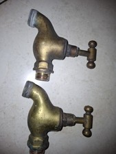 Vintage Rare Brass 3/4 Bib TAPS Made In England Set of 2
