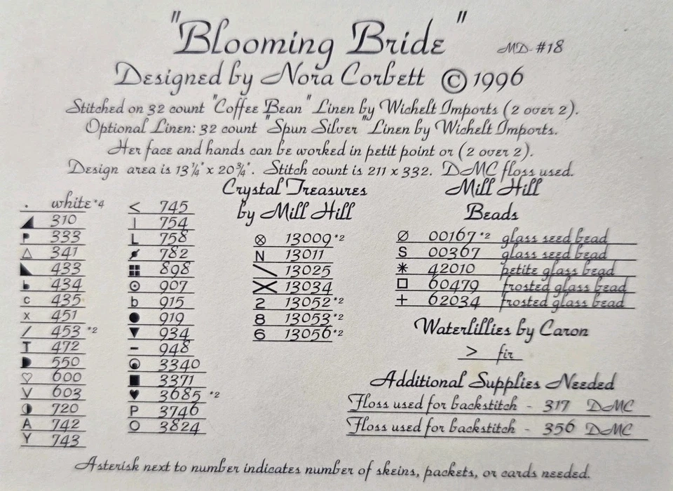 Mirabilia Blooming Bride Cross Stitch Pattern MD18 - Image 4 of 4