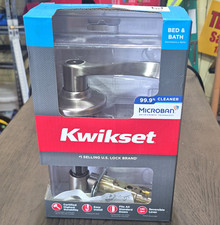 Kwikset Bed  Bath Privacy Door Lever Microban Reversible Satin Silver