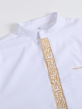 Men's Arab Embroidered Abaya Robe Festival Kaftan Ethnic Casual Thobe M-4xl New