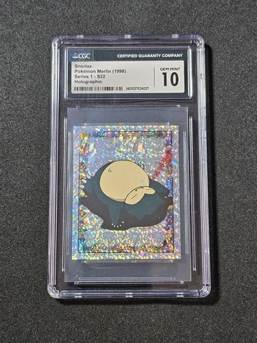 1998 Pokemon Snorlax Merlin Holographic Sticker S22 CGC 10